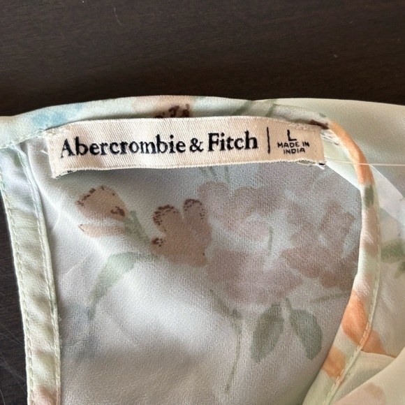 NEW Abercrombie Fitch Sz L High Neck Chiffon Mini Dress In Light Green Floral - Picture 9 of 11